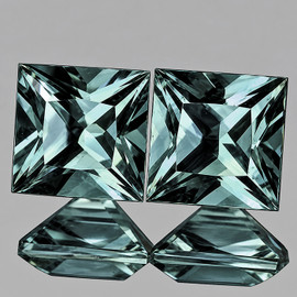 4.00 mm 2 pcs { 0.90 cts } Square Machine Princess Cut Extreme Brilliancy Natural AAA Teal Blue Green Sapphire {Flawless-VVS}--AAA Grade