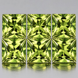 3.00 mm 6 pcs Square Machine Princess Cut Extreme Brilliancy Vibrant Green Golden Sapphire Natural {Flawless-VVS}--AAA Grade