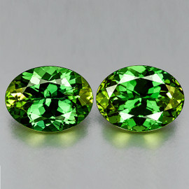 7x5 mm 2pcs { 1.46 cts} Oval Brilliant Cut Extreme Brilliancy Natural Chrome Green Tourmaline {Flawless-VVS}--AAA Grade