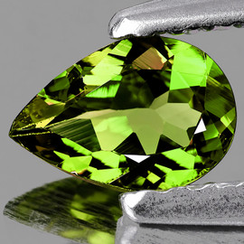 7x5 mm { 0.52 cts} Pear Brilliant Cut AAA Fire Intense Green Tourmaline Natural { Flawless-VVS}