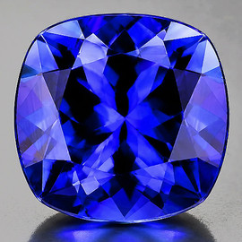 8.00 mm { 2.07 cts } Cushion Brilliant Cut Extreme Brilliancy D Block Intense Purple Blue Tanzanite Natural {Flawless-VVS1}--Premium Grade