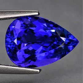 10x7 mm { 2.15 cts} Pear Brilliant Cut Extreme Brilliancy D Block Purple Blue Tanzanite Natural {Flawless-VVS1}--Premium Grade--FREE CERTIFICATE