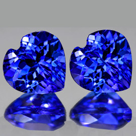 8.00 mm 2 pcs { 4.51 cts} Heart Brilliant Cut Extreme Brilliancy D Block Purple Blue Tanzanite Natural {Flawless-VVS1}--Premium Grade