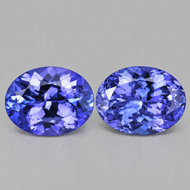 7x5 mm 2 pcs { 2.08 cts } Oval Brilliant Cut AAA Fire Top Purple Blue Tanzanite Natural {Flawless-VVS1}--AAA Grade