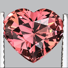7.50 mm { 1.41 cts } Heart Machine Cut Extreme Brilliancy Best Pink Orange Malaya Garnet Natural {Flawless-VVS}--AAA Grade