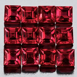 2.20 mm 12 pcs Square AAA Fire Intense Red Burma Ruby Natural {VVS}