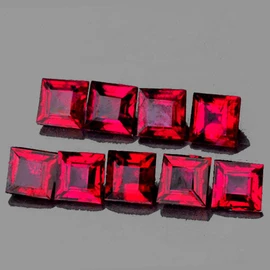 2.30 mm 9 pcs Square AAA Fire Intense Red Burma Ruby Natural {VVS}