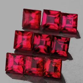 2.50 mm 9 pcs Square AAA Fire Intense Red Burma Ruby Natural {VVS}