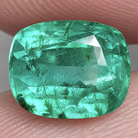 6x5 mm { 0.80 cts } Cushion AAA Neon Natural Blue Green Emerald