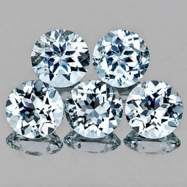 5.00 mm 5 pcs Round Brilliant Cut Extreme Brilliancy Natural Light Blue Aquamarine {Flawless-VVS}