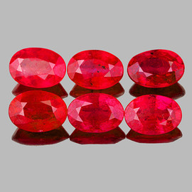 4x3 mm 6 pcs Oval AAA Fire Natural Red Ruby