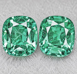 6x5 mm 2 pcs { 1.29 cts } Cushion AAA Neon Natural Blue Green Emerald { AAA Grade }