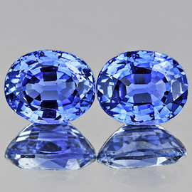 6x5 mm 2pcs { 1.57 cts } Oval AAA Fire Natural AAA Ceylon Blue Sapphire (Flawless-VVS)--AAA Grade