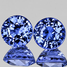 4.80 mm 2 pcs { 1.01 cts } Round Extreme Brilliancy Natural AAA Ceylon Blue Sapphire {Flawless-VVS}--AAA Grade