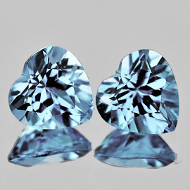 6.00 mm 2 pcs {1.55 cts} Heart Brilliant Cut Extreme Brilliancy Natural Santa Maria Blue Aquamarine {Flawless-VVS1}--AAA Grade