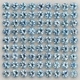 1.10 mm 100 pcs Round Brilliant Cut AAA Fire Natural Top Blue Aquamarine {Flawless-VVS}