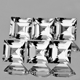 4.00 mm 6 pcs Square AAA Fire Natural Colorless Goshenite (White Beryl ) {Flawless-VVS}