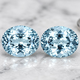 12x10 mm 2pcs Oval Brilliant Cut Extreme Brilliancy Natural Brilliant Blue Aquamarine {Flawless-VVS}--AAA Grade