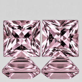 4.50 mm 2pcs { 1.14 cts } Square Machine Princess Cut Extreme Brilliancy Natural Padparadscha Pink Sapphire {Flawless-VVS}--AAA Grade