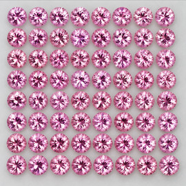 1.30 mm 74 pcs Round Machine Brilliant Cut Extreme Brilliancy Natural AAA Pink Sapphire {Flawless-VVS}--AAA Grade
