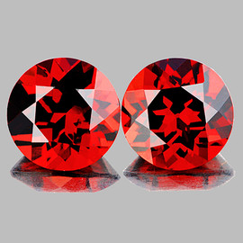 6.50 mm 2 pcs Round Machine Cut AAA Luster Natural AAA Red Mozambique Garnet {Flawless-VVS}--AAA Grade