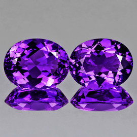 11x9 mm 2 pcs Oval Brilliant Cut AAA Fire Intense AAA Purple Amethyst Natural {Flawless-VVS}--AAA Grade