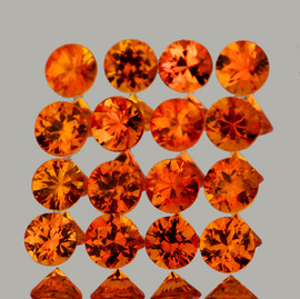 1.70 mm 35 pcs Round Machine Cut AAA Fire AAA Orange Sapphire Natural {Flawless-VVS1}