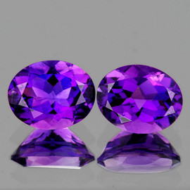 9x7 mm 2 pcs Oval AAA Fire Intense Royal Purple Amethyst Natural {Flawless-VVS}--AAA Grade