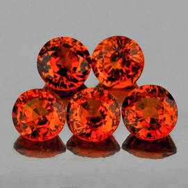 3.30 mm 5 pcs Round AAA Fire Intense AAA Orange Sapphire Natural {Flawless-VVS}