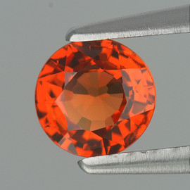 4.50 mm Round { 0.56 cts} Intense Orange Sapphire Natural {VVS}