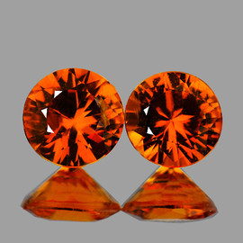 3.70 mm 2 pcs Round Best AAA Fire Intense AAA Orange Sapphire Natural {Flawless-VVS1}