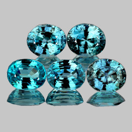 5x4 mm 5 pcs Oval AAA Fire Natural Blue Zircon {Flawless-VVS}