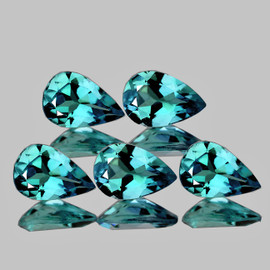6x4 mm 5 pcs Pear Brilliant Cut AAA Fire Paraiba Green Blue Apatite Natural (Flawless-VVS)