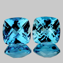 10.00 mm 2pcs Cushion Checker AAA Fire AAA Sky Blue Topaz Natural {Flawless-VVS1}--AAA Grade