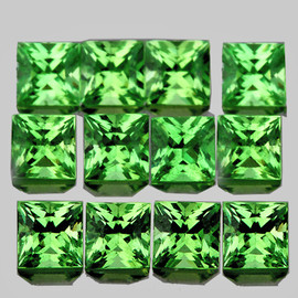 2.30 mm 12 pcs Square Princess Cut AAA Fire Chrome Natural Chrome Green Tsavorite Garnet {Flawless-VVS}