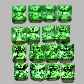 1.20-1.80 mm 33 pcs Square Princess Cut AAA Fire Tsavorite Green Garnet Natural {Flawless-VVS}