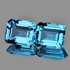 12x10 mm 2pcs Octagon AAA Fire Intense Sky Blue Topaz Natural {Flawless-VVS1}--AAA Grade