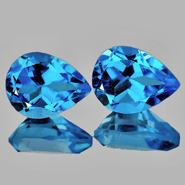 9x7 mm 2 pcs Pear Brilliant Cut AAA Fire AAA Swiss Blue Topaz Natural {Flawless-VVS1}--AAA Grade