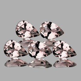 6x4 mm 5 pcs Pear Brilliant Cut AAA Fire Natural Peach Pink Morganite [Flawless-VVS]