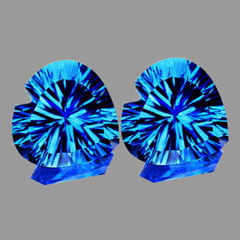 10.00 mm 2 pcs Heart Concave Cut AAA Fire Natural Intense Swiss Blue Topaz [Flawless-VVS]--AAA Grade