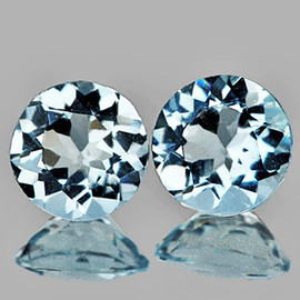 6.00 mm 2 pcs Round Brilliant Cut Best AAA Fire Natural Blue Aquamarine {Flawless-VVS}