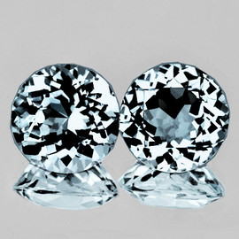 6.00 mm 2 pcs Round Brilliant Cut AAA Fire Natural Sky Blue Aquamarine {Flawless-VVS}