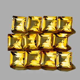 5.00 mm 12 pcs Square AAA Fire Golden Yellow Citrine Natural {Flawless-VVS}