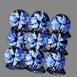2.80 mm 9 pcs Round Brilliant Machine Cut Extreme Brilliancy Top Ceylon Blue Sapphire Natural {Flawless-VVS}