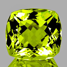 14.00 mm { 9.78 cts} Cushion Brilliant Cut Best AAA Fire Intense Green Gold Lemon Quartz Natural {Flawless-VVS}