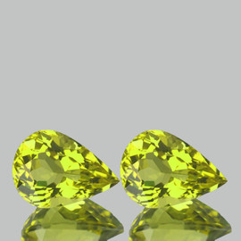 13x9 mm 2pcs { 7.45 cts} Pear Brilliant Cut Best AAA Fire Green Gold Lemon Quartz Natural {Flawless-VVS}