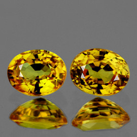 5.5x4.5 mm 2pcs {1.51 cts} Oval AAA Fire Intense Yellow Sapphire Natural {VVS}