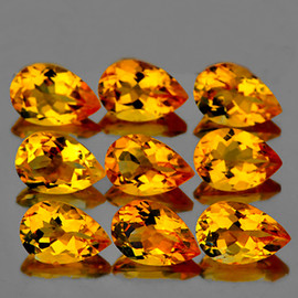 6x4 mm 9 pcs Pear AAA Fire Madeira Golden Yellow Citrine Natural  {Flawless-VVS1}