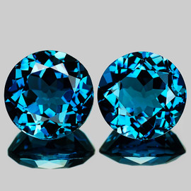 6.00 mm 2 pcs Round Brilliant Cut AAA Fire Intense AAA London Blue Topaz Natural {Flawless-VVS1}--AAA Grade