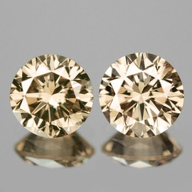 5.30 mm 2 pcs Round Brilliant Machine Cut Extreme Brilliancy Natural Champagne Zircon {Flawless-VVS1}--AAA Grade